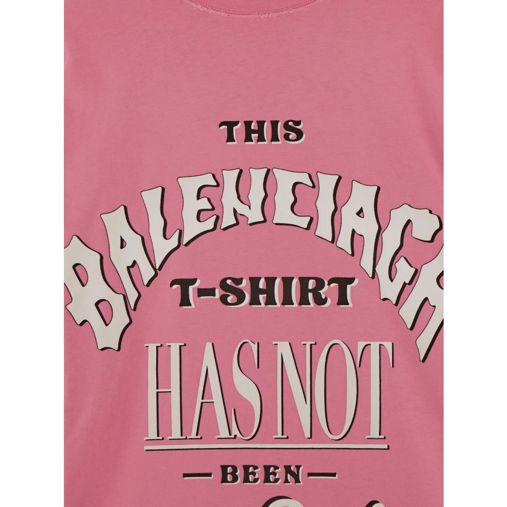 Balenciaga Katoenen Logo T-shirt Pink Dames