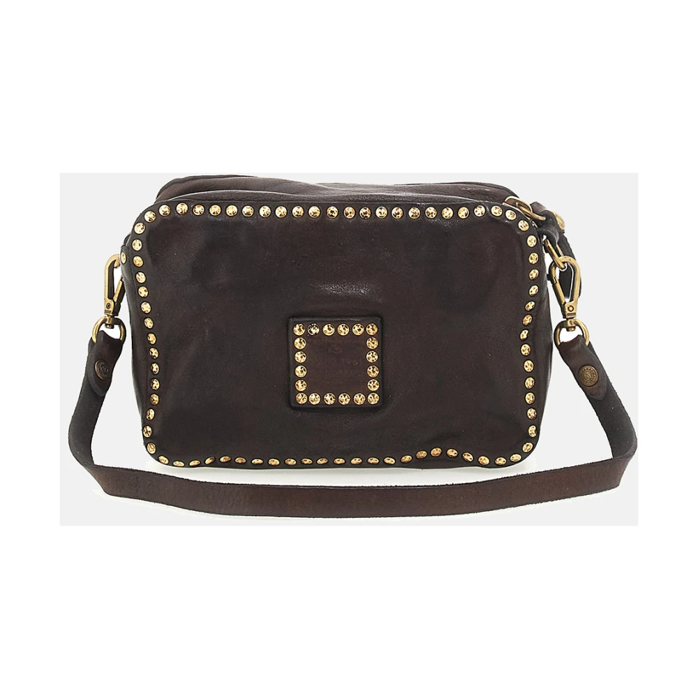 Campomaggi Zwarte leren aktetas met gekleurde studs Black Dames