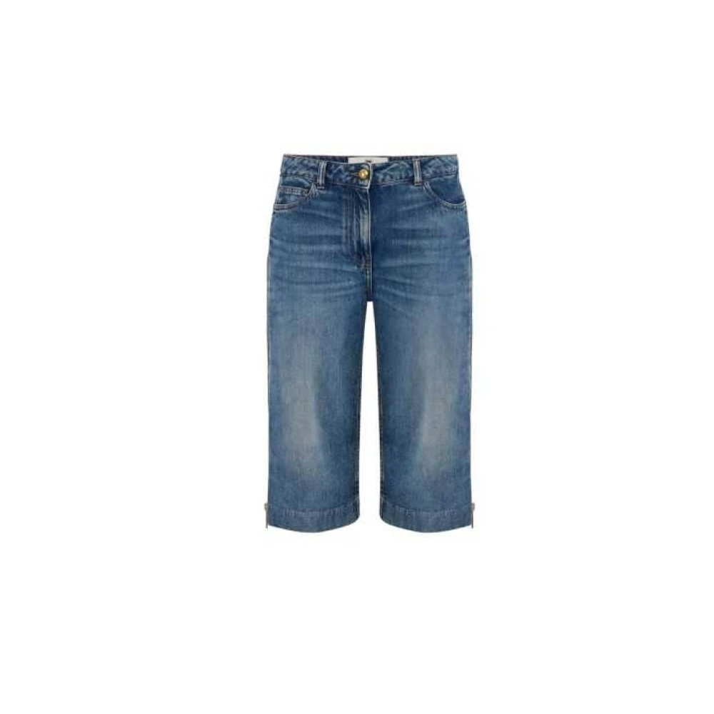 Elisabetta Franchi Blue Denim Shorts, Female, W25, Raw Wash Denim Bermuda