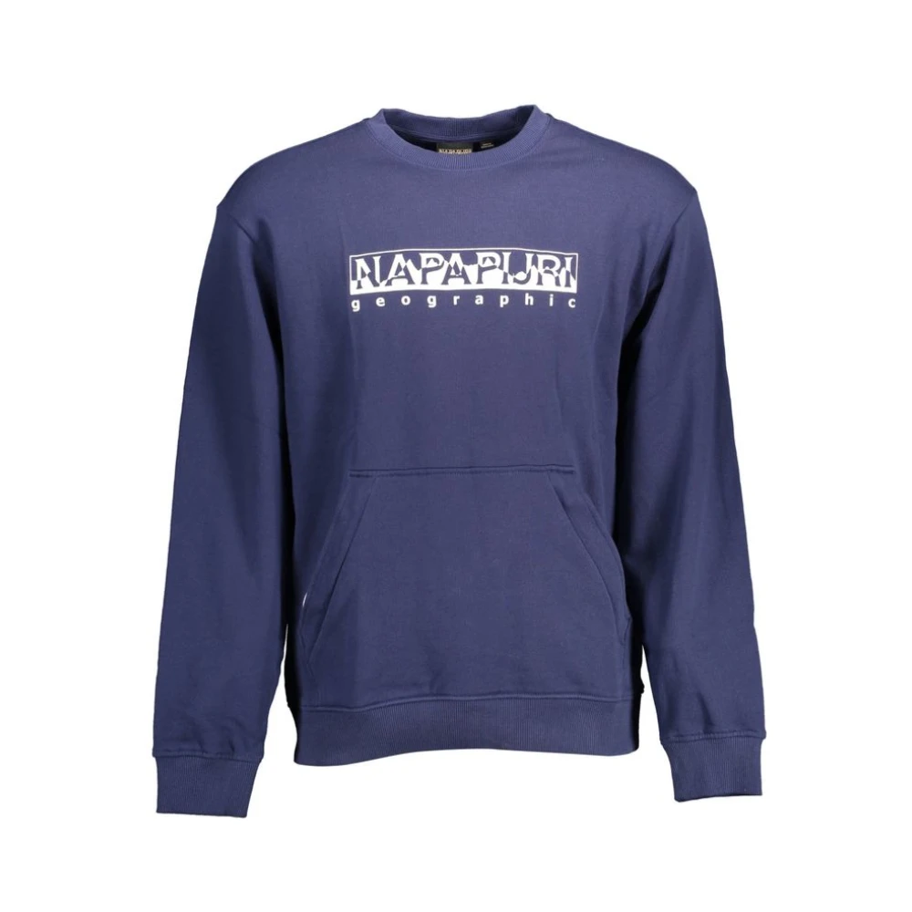 Napapijri Men's Blue Sweatshirts,, Stylish Cotton Sweatshirt With Zip Pocket Extra Large