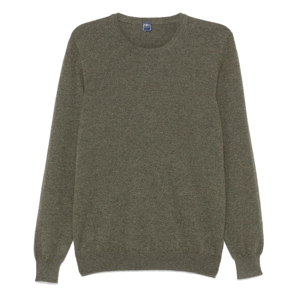 Fedeli Luxe Cashmere Crew-Neck Gebreide kleding Green Heren