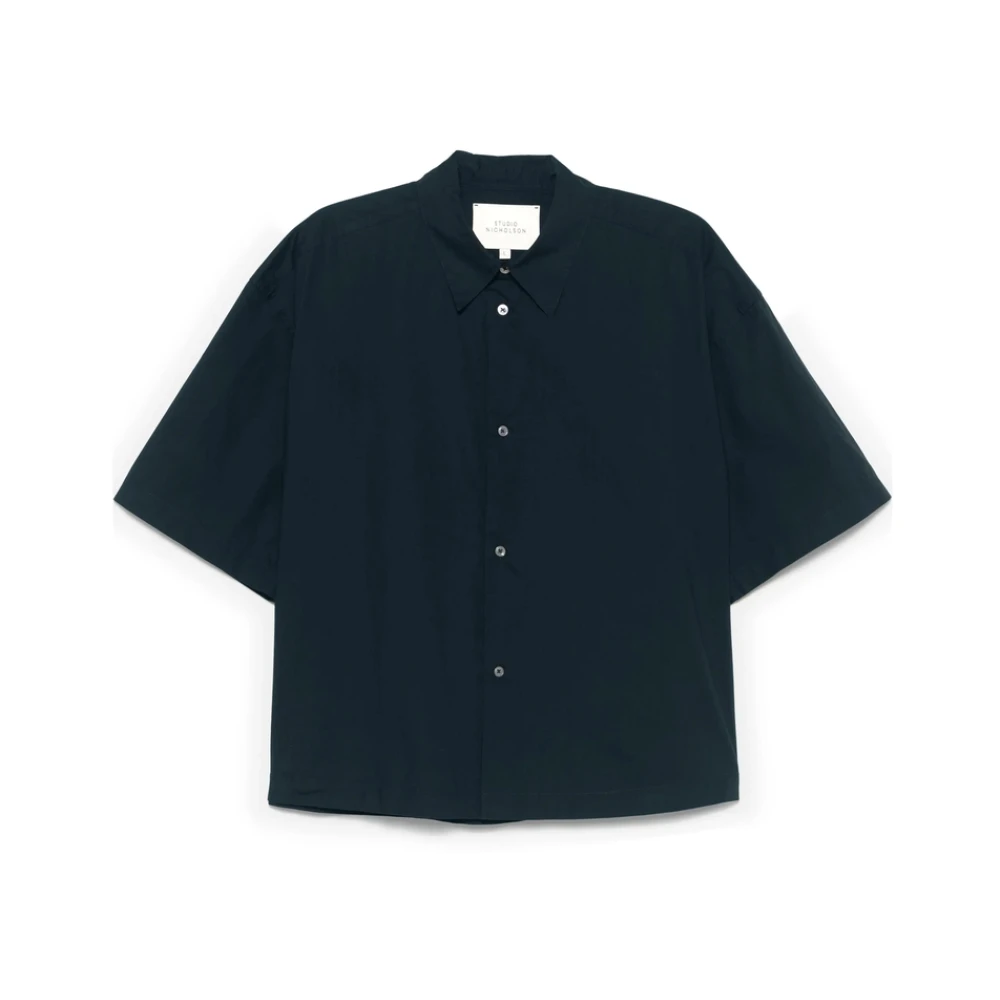 Studio Nicholson Navy Blue Klassieke Kraag Shirt Blue Heren