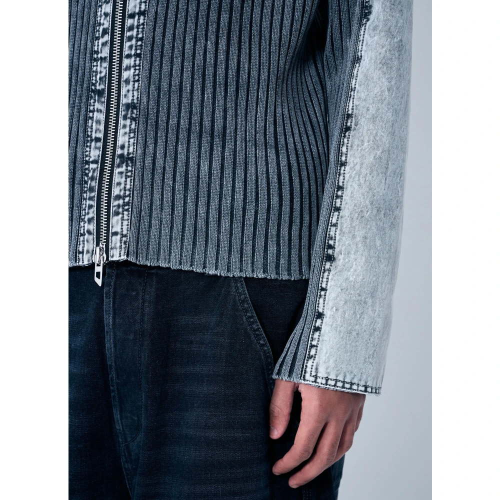 Diesel Rib Cardigan met Contrastpanelen Blue Heren