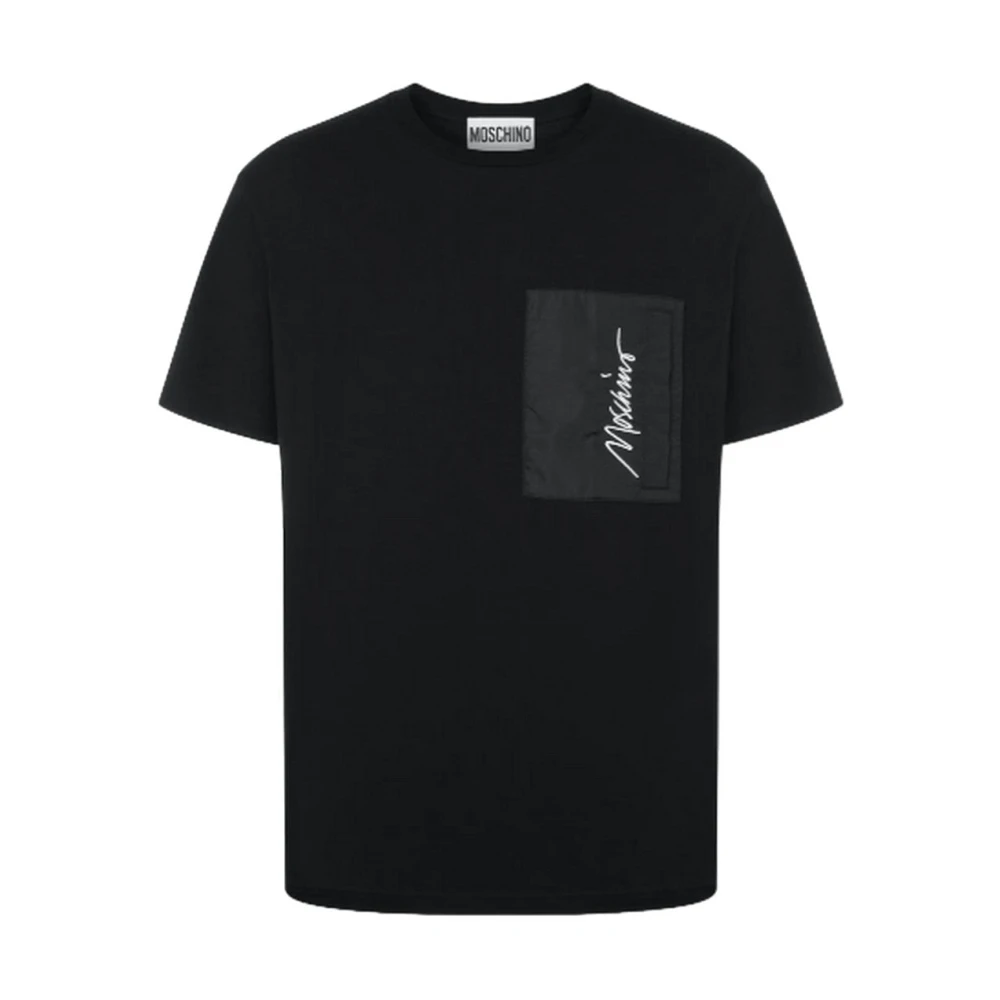 Moschino T-shirt met geborduurd logo en contrastzak Black Heren