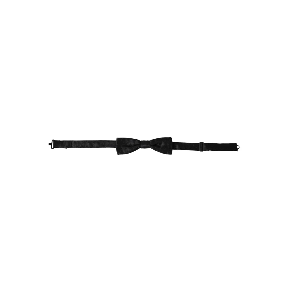 Dolce & Gabbana , Bow Ties, Male, Black, One Size, Silk Patterned Adjustable Neck Bow Tie