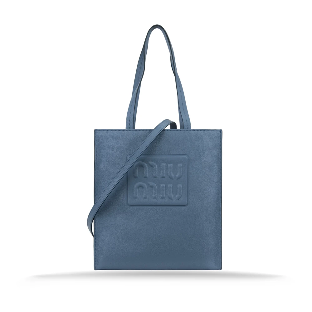 Miu Madras Leren Dames Schoudertas Blue Dames