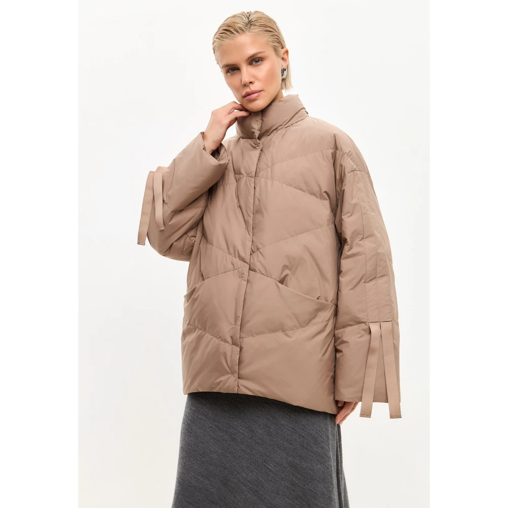 Cesare Gaspari Oversized Gewatteerde Pufferjas Beige Dames