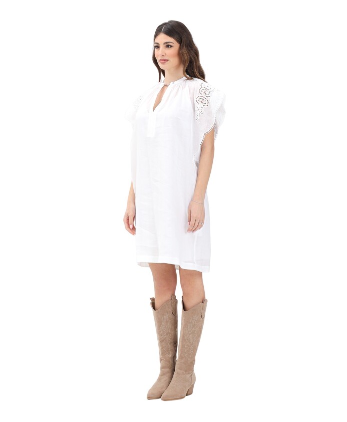 robe-courte-blanche-avec-col-mandarin