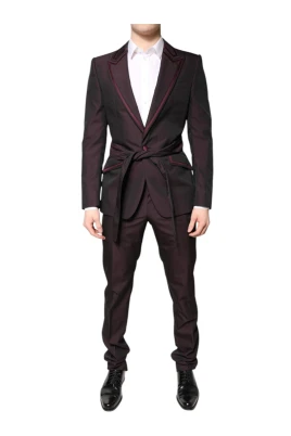 Mörk Röd Slim Fit Formellt Kostym