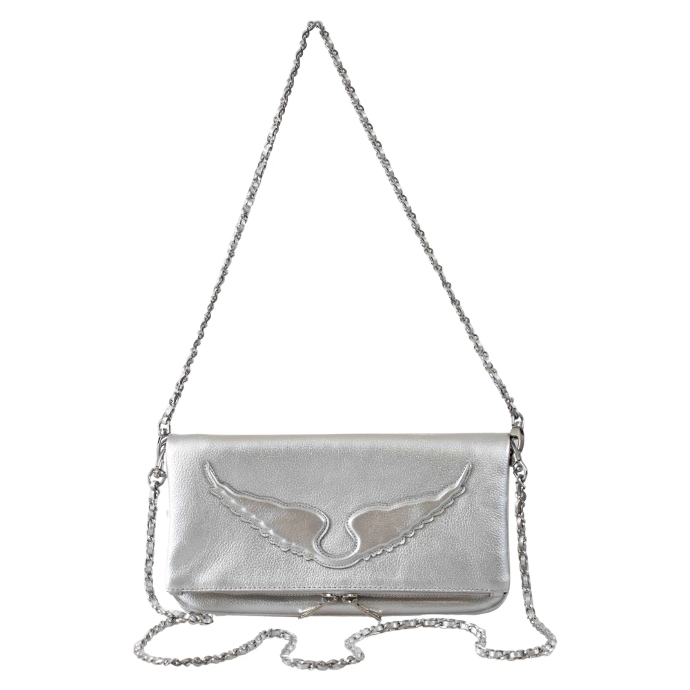 Sølv Metallic Læder Crossbody Taske