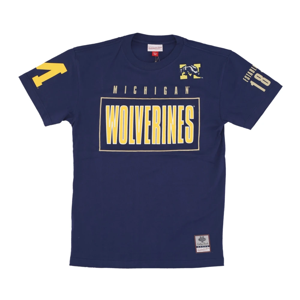 Mitchell & Ness Michigan Wolverines Vintage Logo Tee Blue Heren