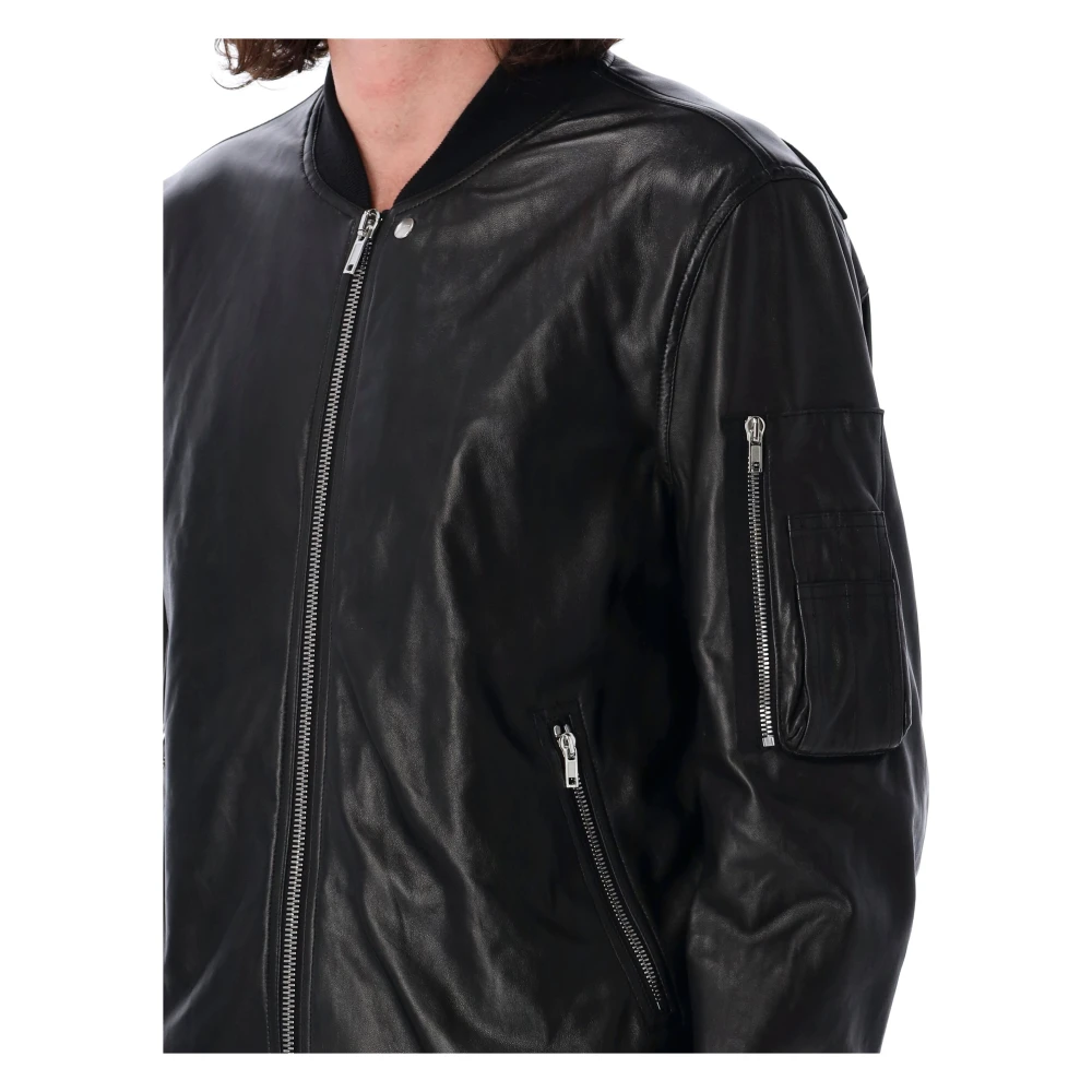 Rick Owens Zwarte Leren Flight Jas Black Heren