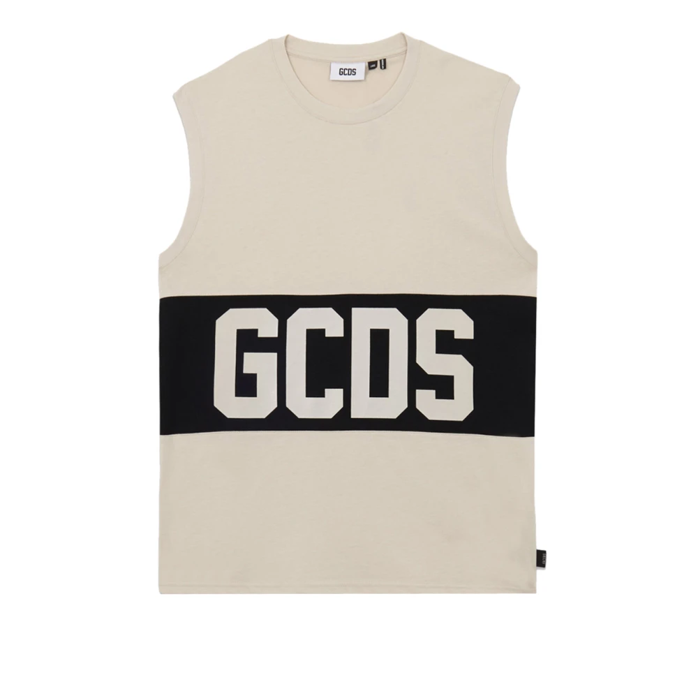 Gcds Beige Sleeveless T-Shirt - Male - Sleeveless Tops - M - Tops