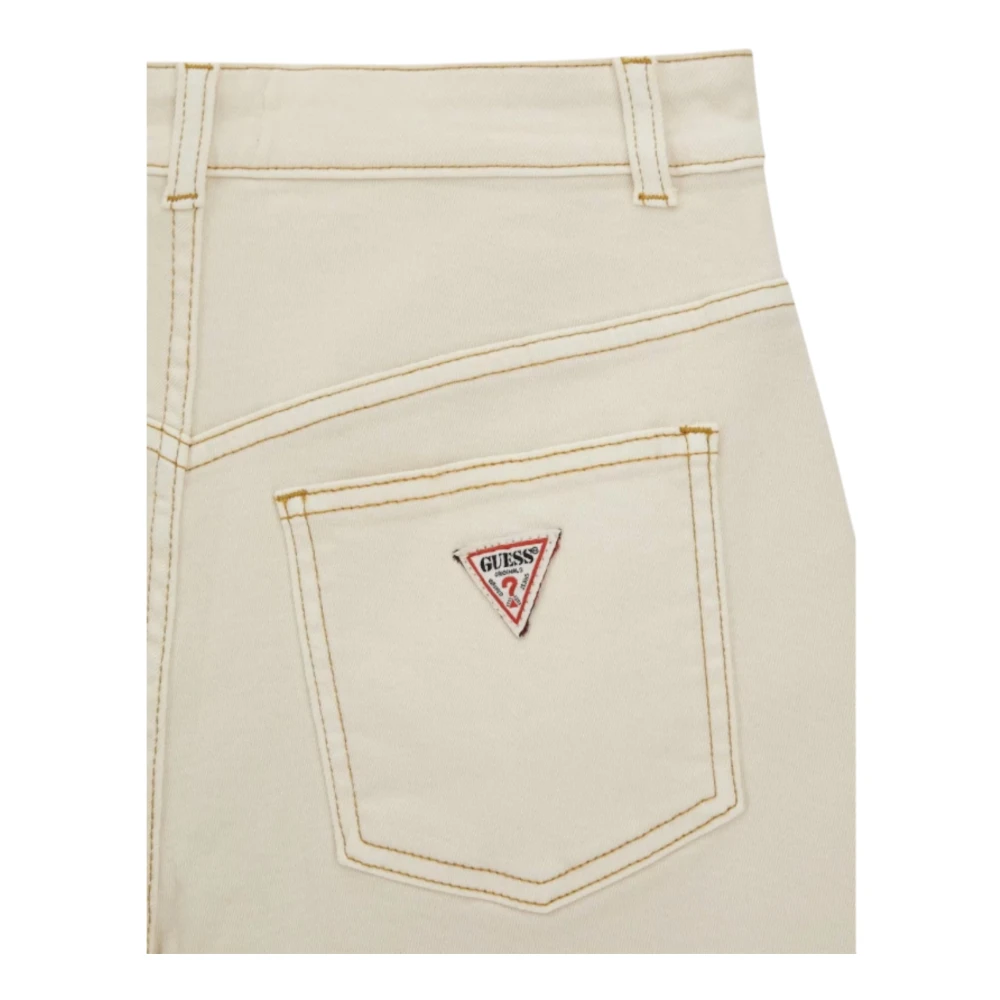 Guess Organische katoenen hoge taille denim shorts Beige Dames