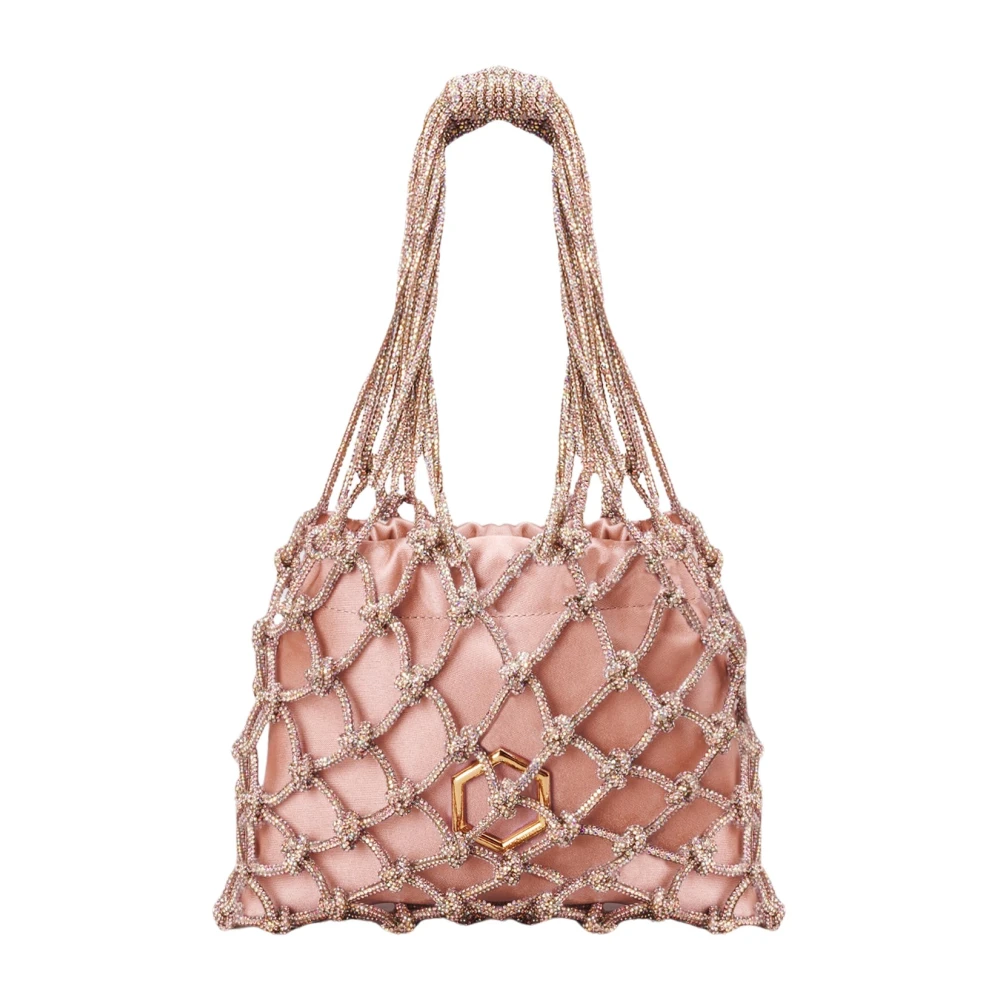 Hibourama Carrie Mini Väska - Ikoniskt Design med Kristalltråd Pink, Dam