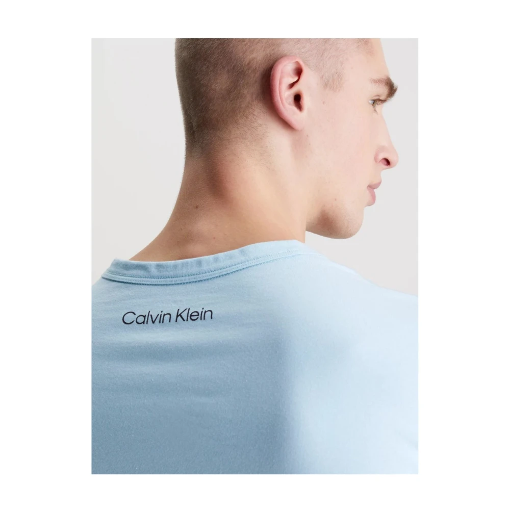 Calvin Klein Basis Katoenen T-Shirt Blauw Blue Heren