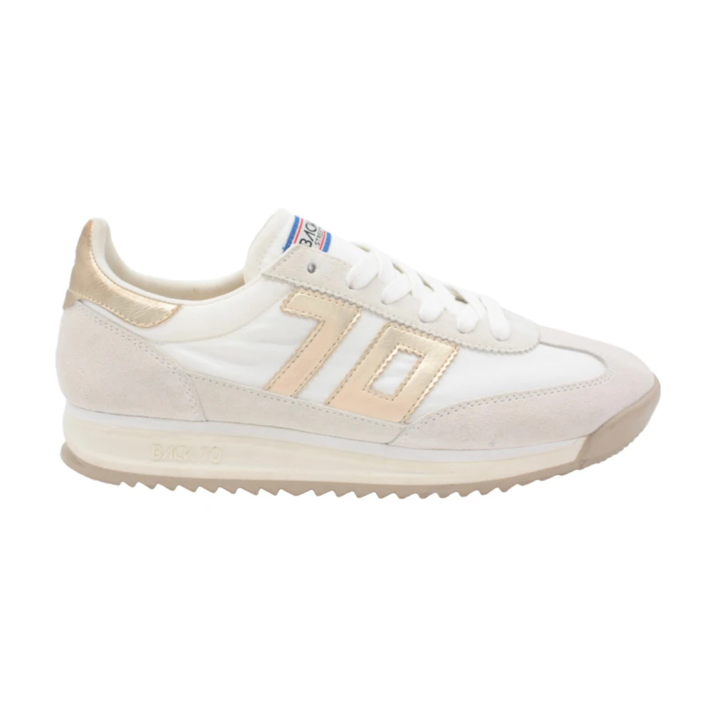 Back70 Nylon Sneakers met Leren Details Dames Schoenen Beige