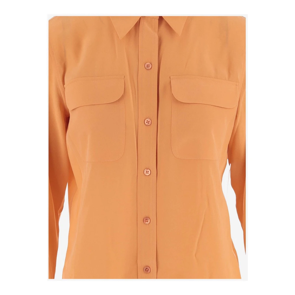Equipment Luxe Zijden Oranje Overhemd Orange Dames