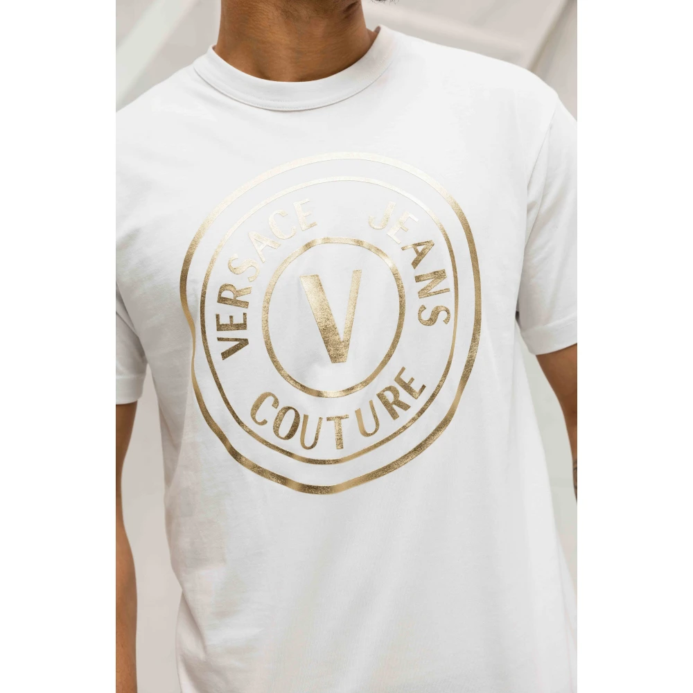 Versace Jeans Couture V-Emblem T-Shirt Wit Goud Heren White Heren