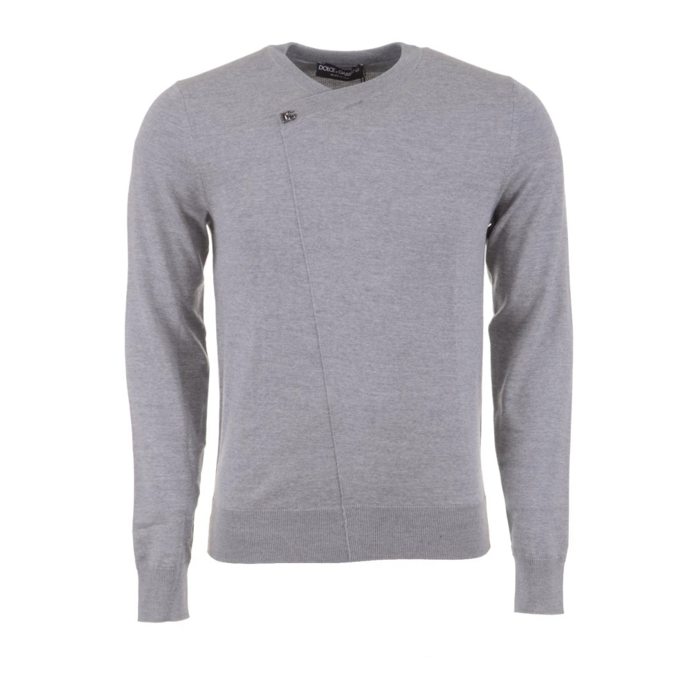 Dolce & Gabbana Heren Crossed Neck Pullover Sweater Gray Heren