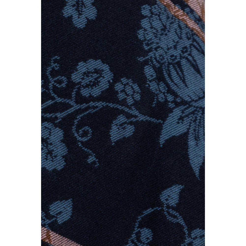 ETRO Wollen poncho met bloemmotief Blue Dames