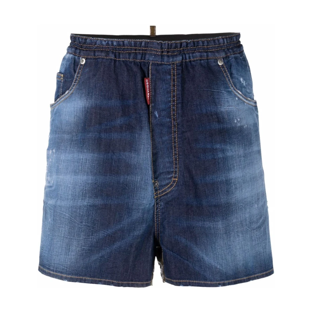 Dsquared2 Blauwe Casual Katoen Elastaan Shorts Blue Heren