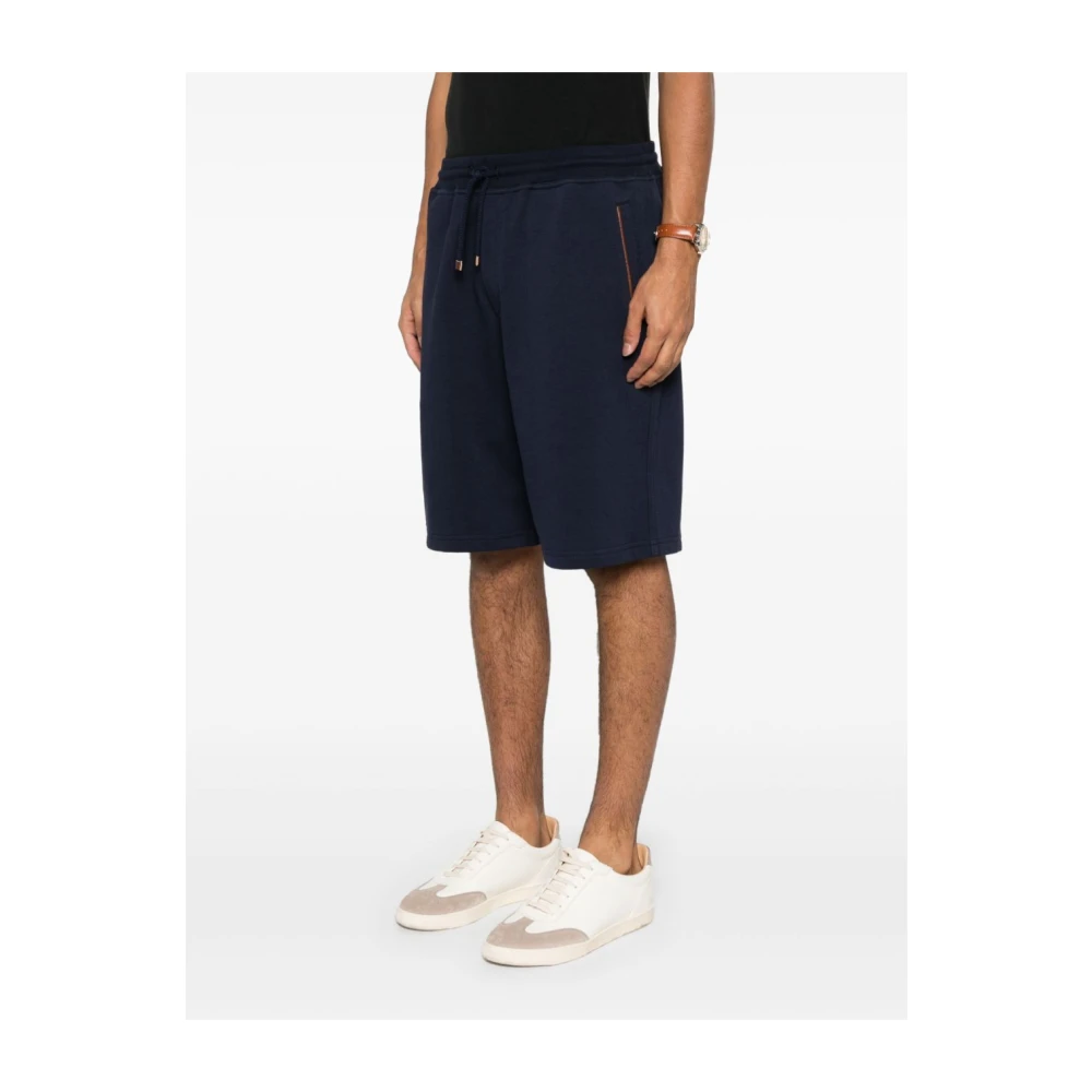 BRUNELLO CUCINELLI Blauwe Shorts voor Mannen Blue Heren