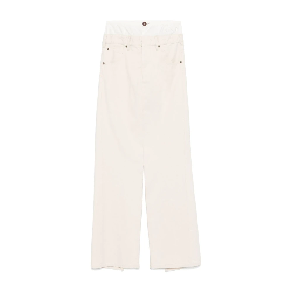 Maison Margiela Women's Beige Maxi Skirts,, Denim Long Skirt With Slits Extra Small