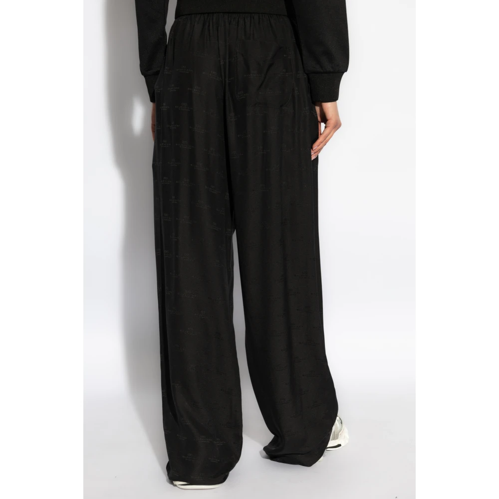 Balenciaga Loszittende zijden broek Black Dames
