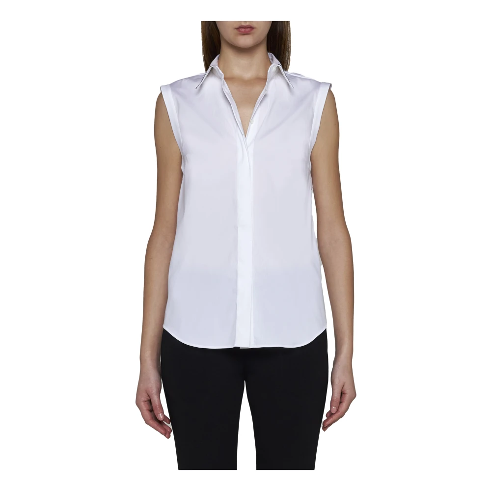 BRUNELLO CUCINELLI Witte Kralen Trim Mouwloze Shirt White Dames