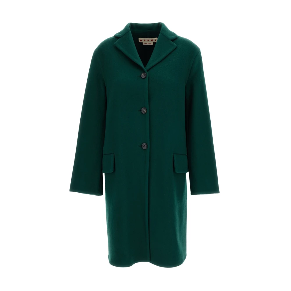 Marni Green Wool And Cashmere Coat - Female - Single-Breasted Coats - 2XS - Coats