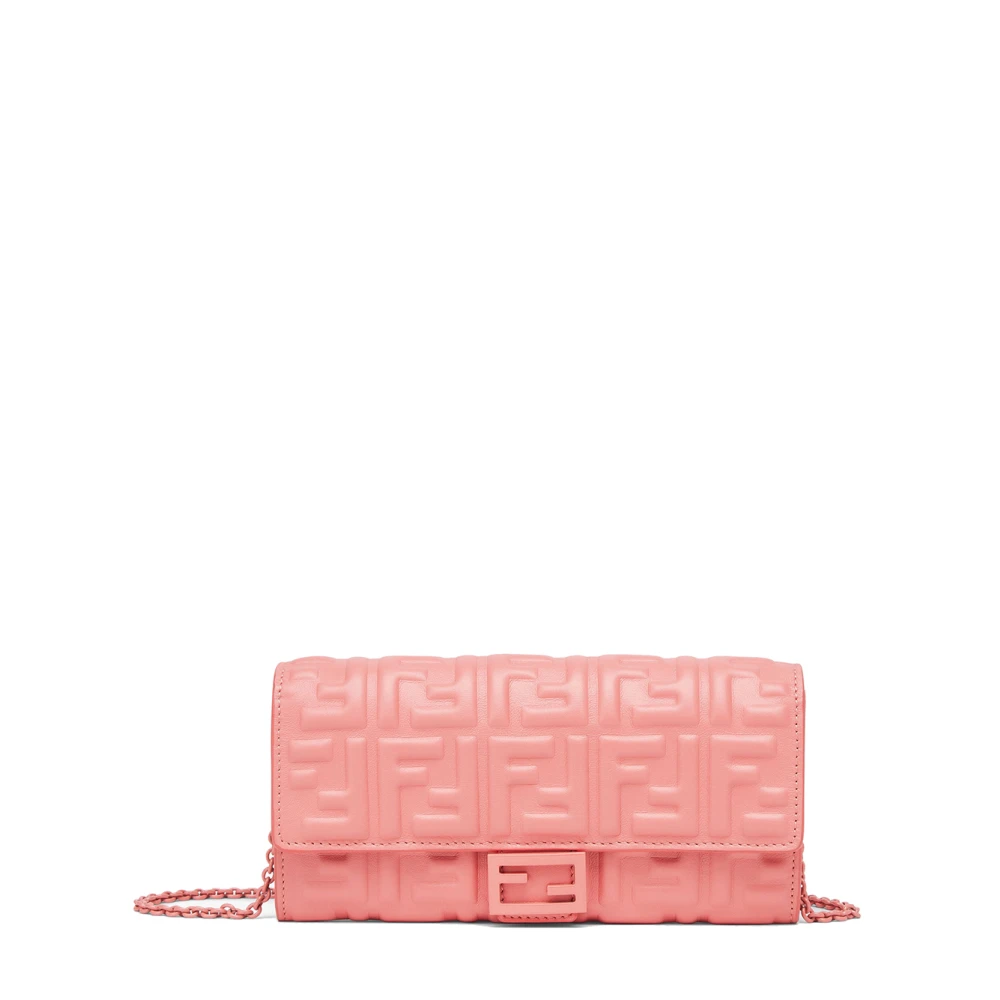 Fendi Roze Nappa Leren Portemonnee met FF Motief Pink Dames