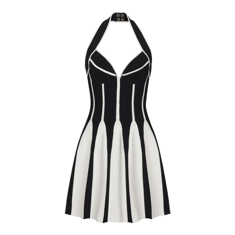 Balmain Donna Nero - Abito A Maglia Svasato Con Scollo A Cuore - Dresses - 2XS