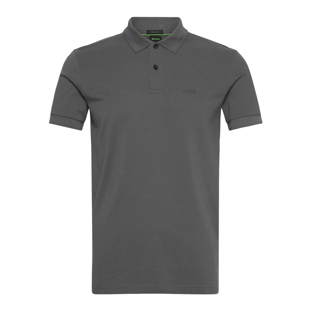 Hugo Men's Gray Polo Shirts, 3XL, Cotton Polo Shirt With Logo