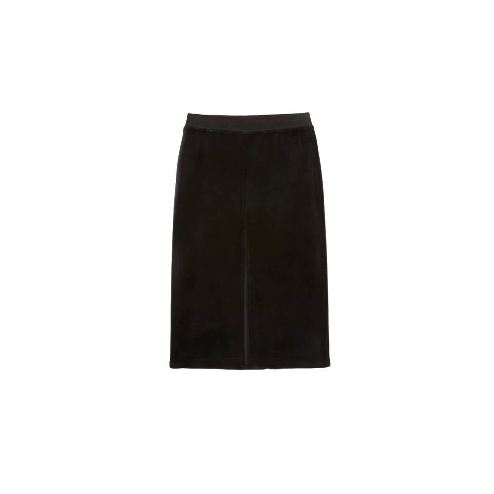 Juicy Couture Zwarte Velours Midi Rok met Strass Logo Black Dames