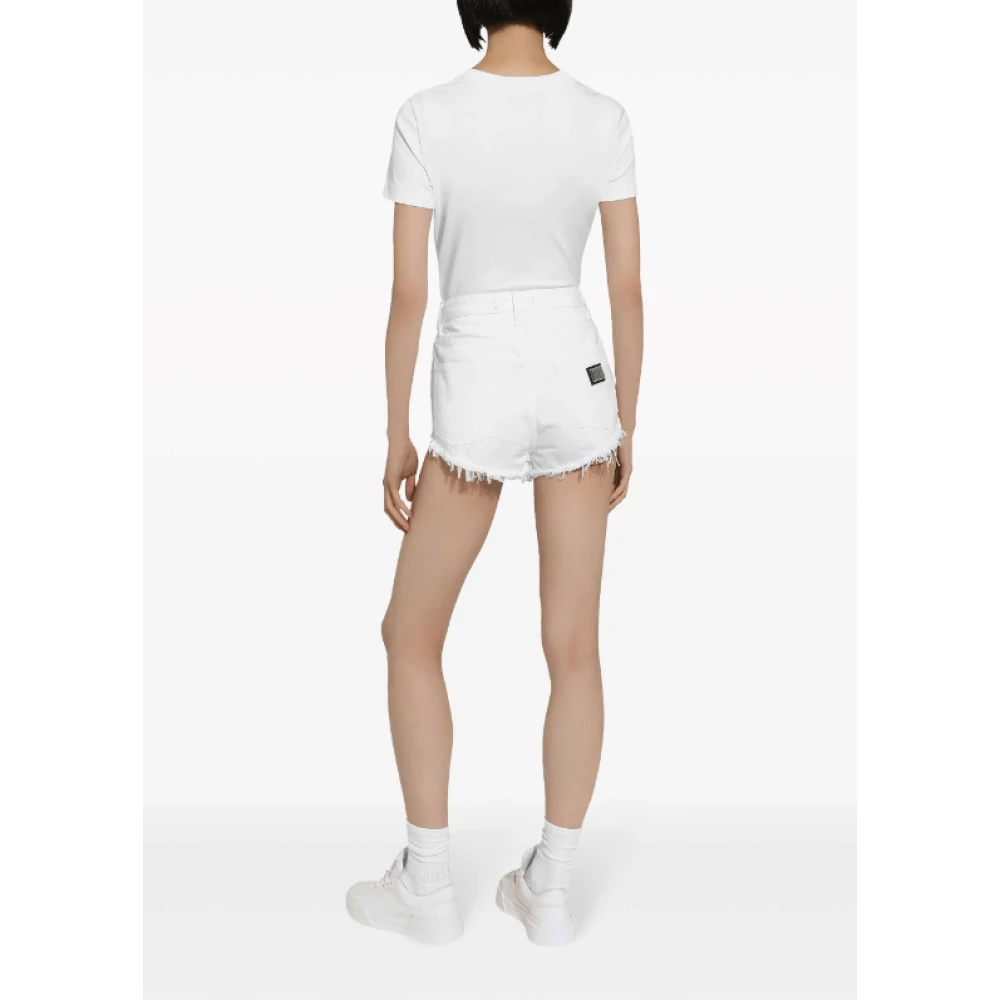 Dolce & Gabbana Geborduurd Logo Katoenen T-shirt White Dames