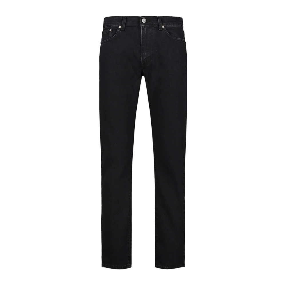 Tela Genova Zwart Gewassen Slim Fit Selvedge Denim Black Heren