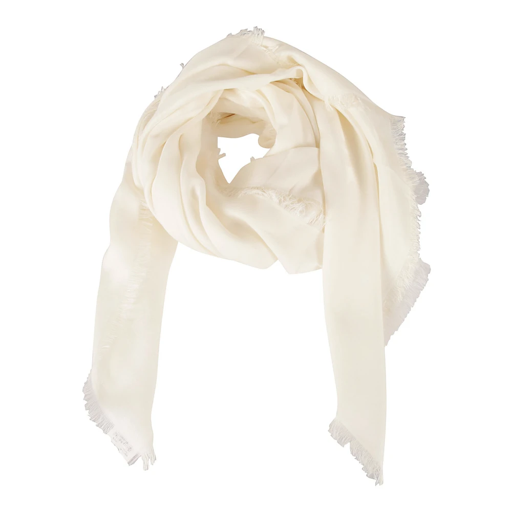 Max Mara Witte Sjaal met Logo Motif White Dames