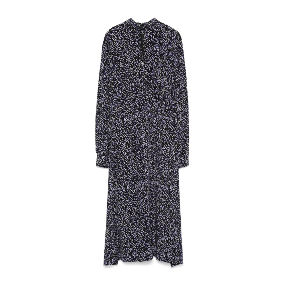 Karl Lagerfeld Jurk ML Zijde Zwart Print Zebra Malva Black Dames