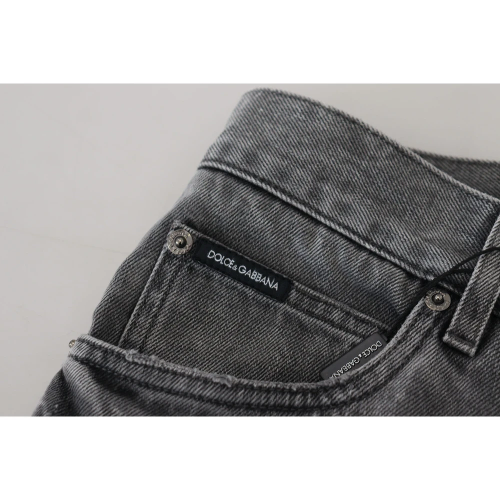 Dolce & Gabbana Elegante grijze geruite denim schat Gray Heren