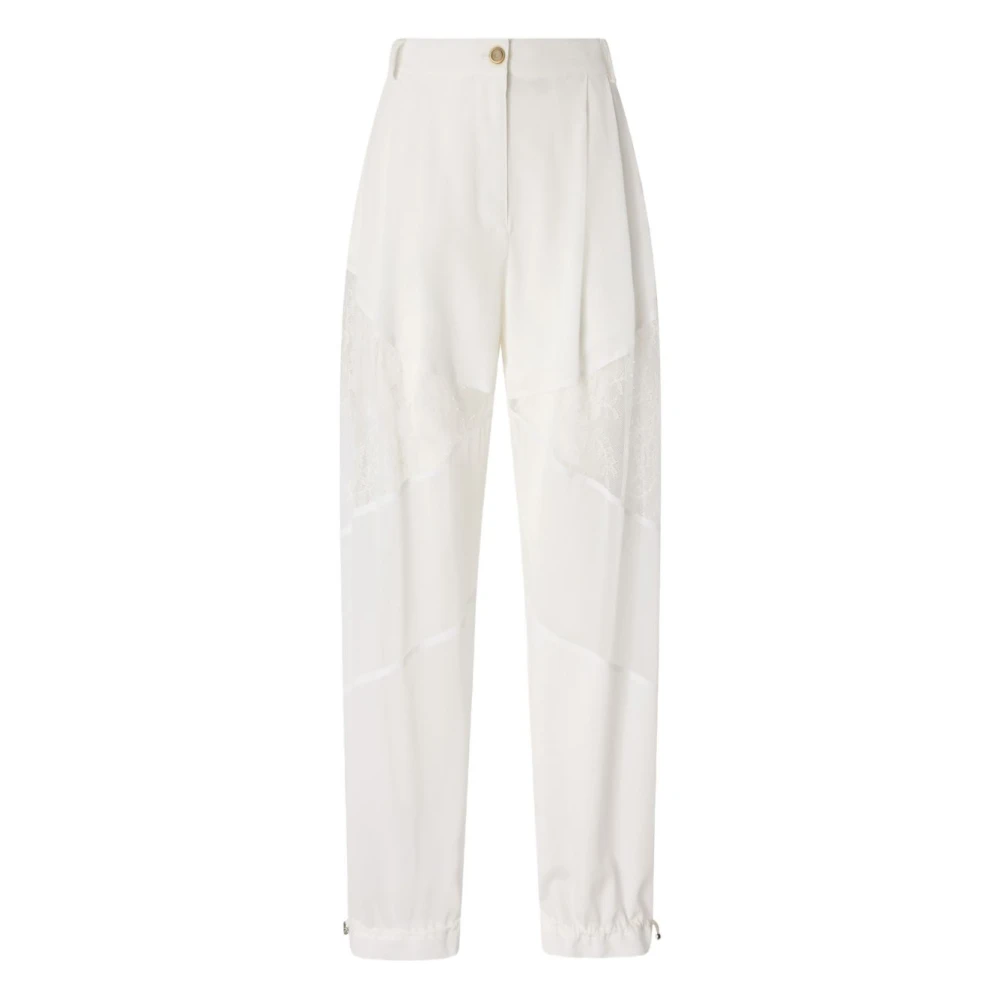 Pinko Women's White Nacy Trousers - Tapered Trousers - L - Trousers