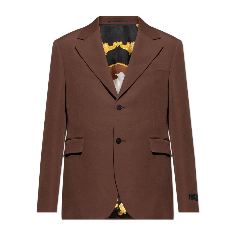 Versace Blazer met open revers Brown Heren