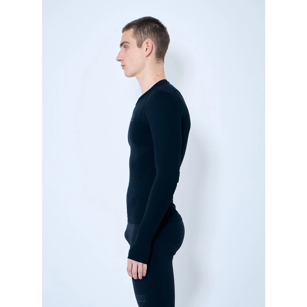 MM6 Maison Margiela Textured Crewneck Top Black Heren