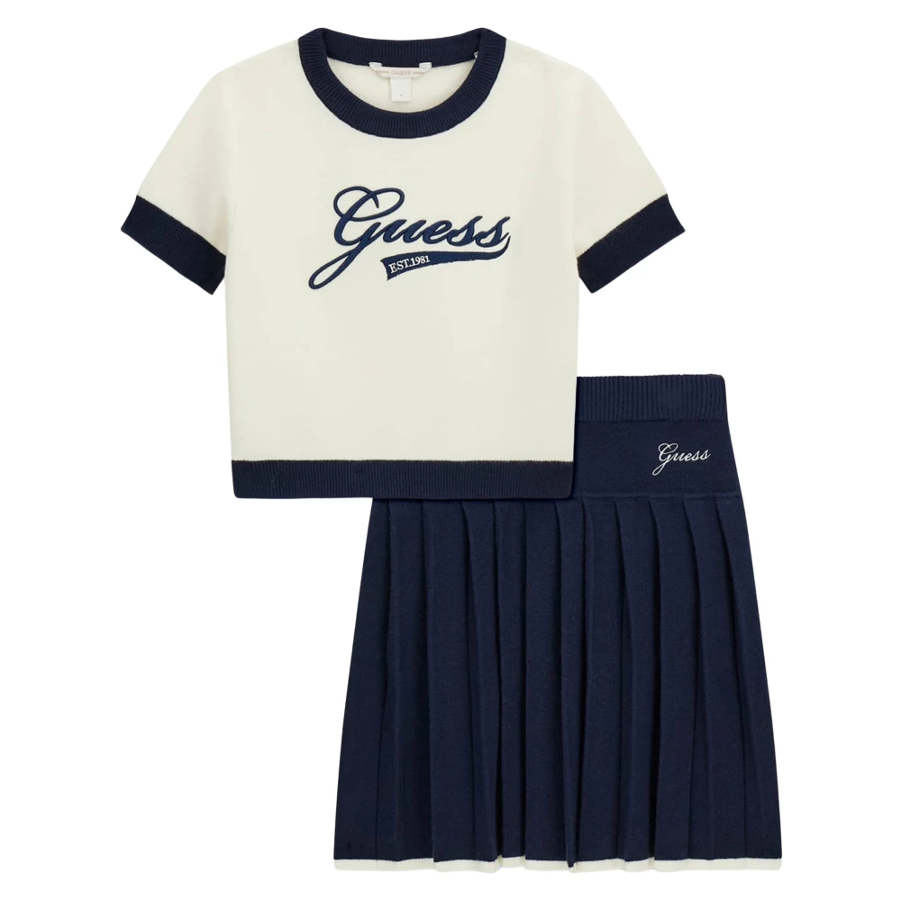Guess Girls Jumper And Skirt Set In Navy - Unisex - Kids Sets - Blue - 14 Y - Kids