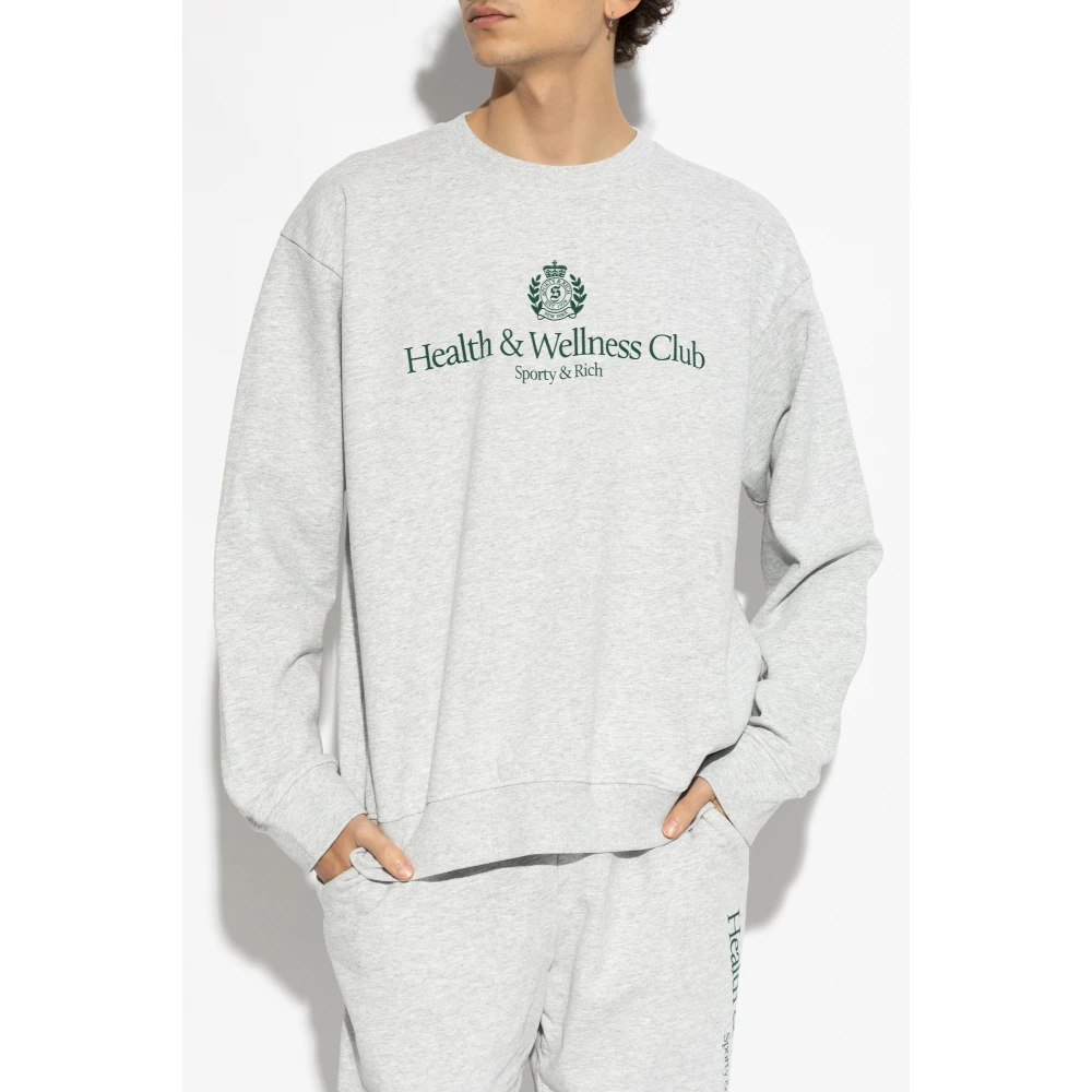 Sporty & Rich Sweatshirt uit de H&W Crest Heather collectie Gray Unisex