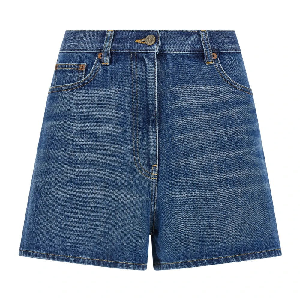 Valentino Garavani Women's Gold Denim Shorts With V