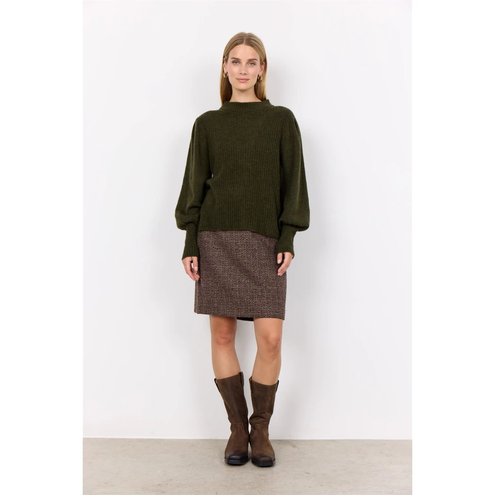 Soyaconcept Groene Gebreide Trui met Ballonmouwen Green Dames