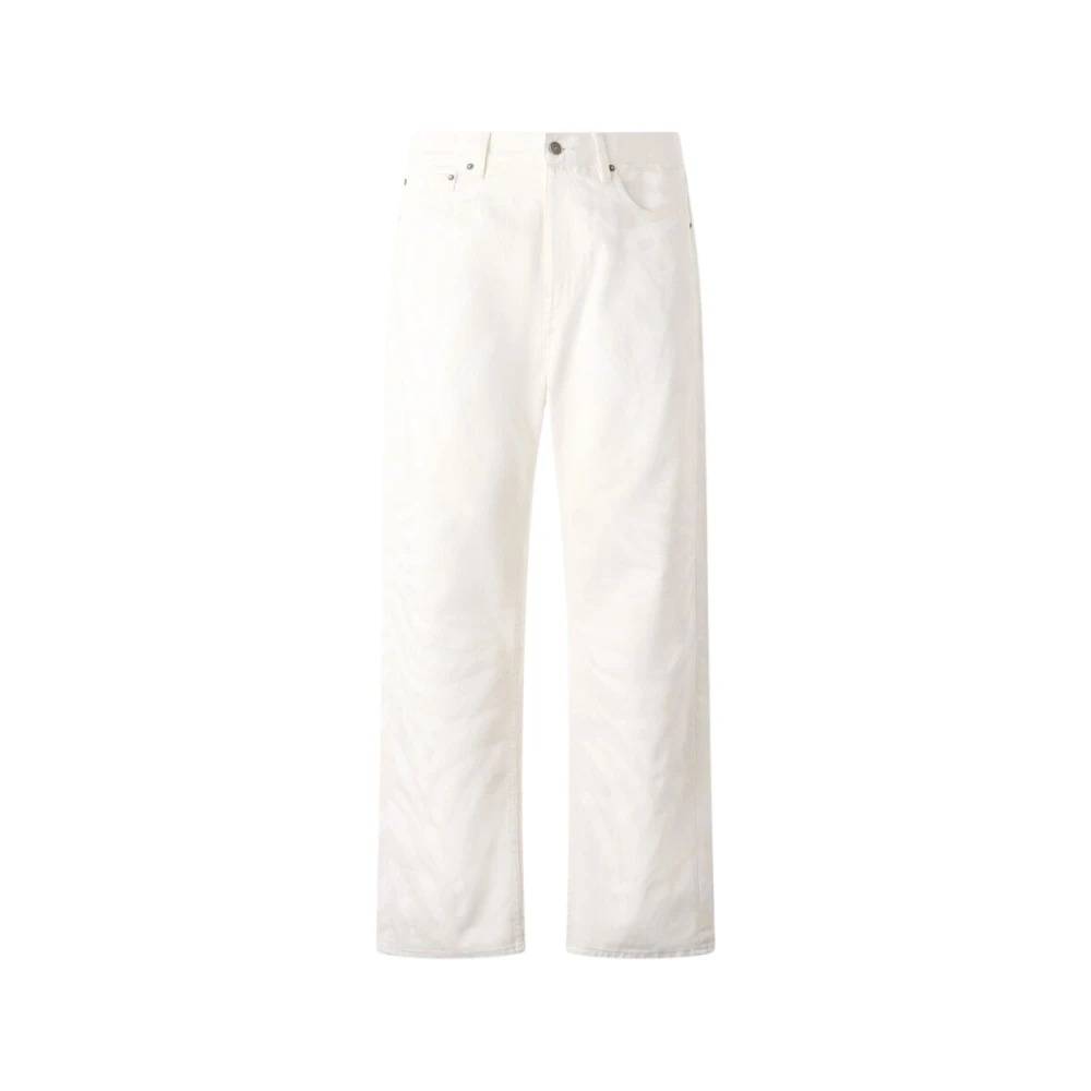 Roberto Cavalli Men's White Straight Trousers, W34, Zebra Print Five-Pocket Trousers
