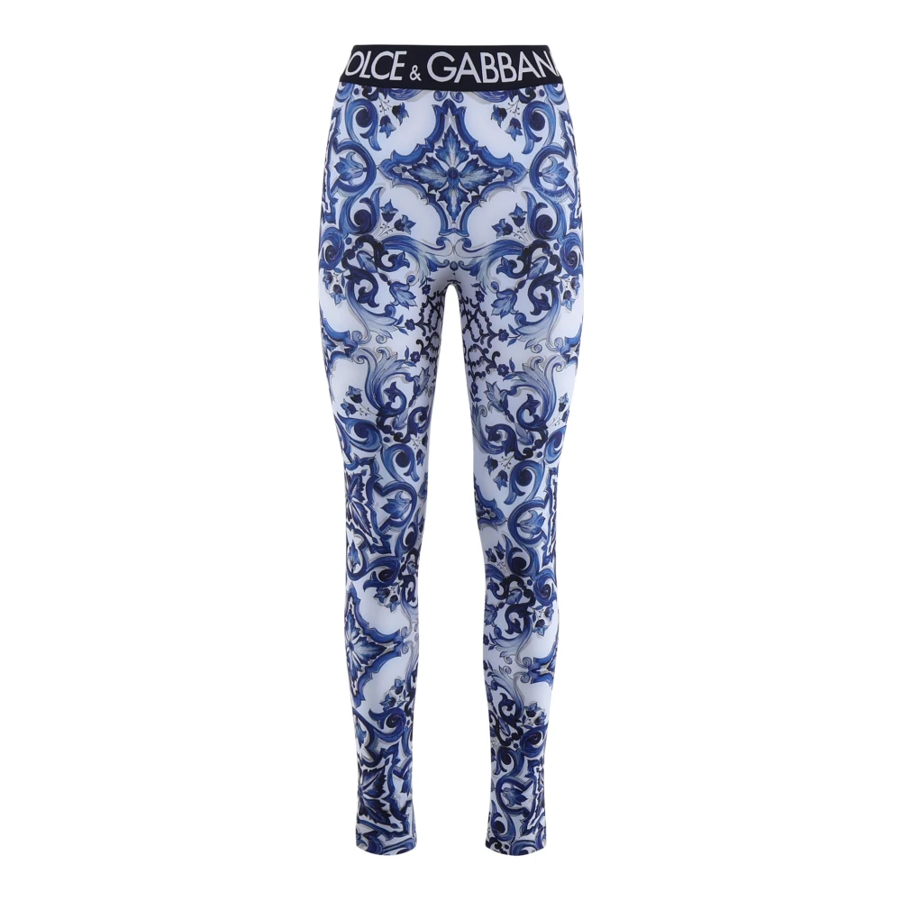 Dolce & Gabbana Blauwe Nylon Elastische Taillebroek Multicolor Dames