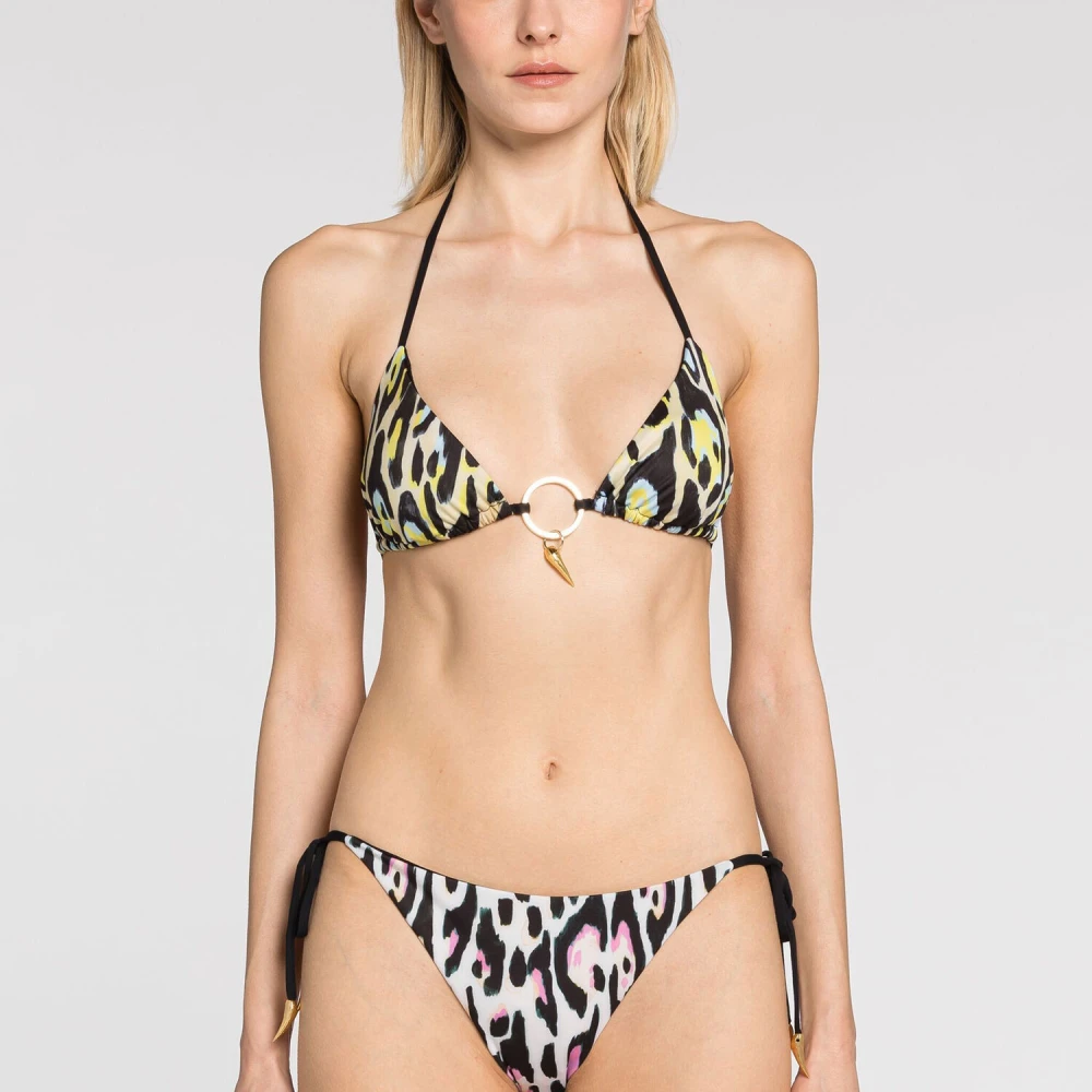 Roberto Cavalli Leopardprint Bikini Top met Tandhanger Multicolor Dames